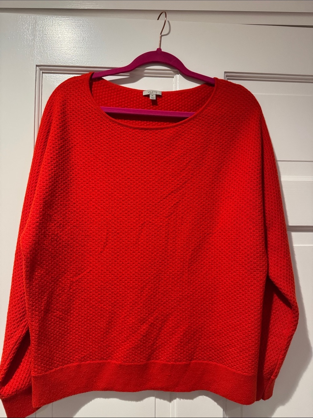Valette Red Textured Scoop Neck Sweater 100% Cashmere